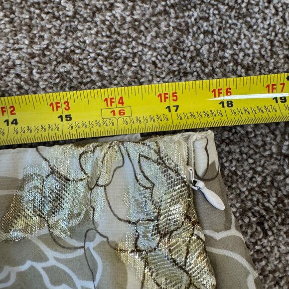 Vince Camuto Midi Skirt Lined Gold Floral Flirty NWT XL Lined Wedding Fairy - Picture 8 of 9